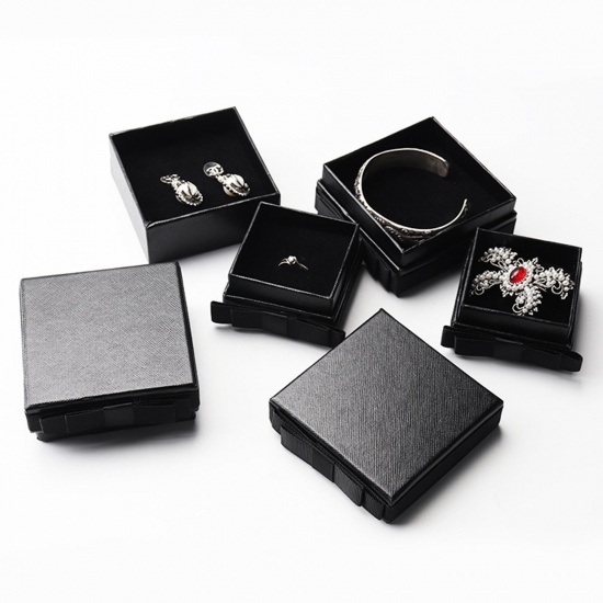 Picture of Paper Jewelry Gift Jewelry Box Square Black 5cm x 5cm x 3.5cm , 1 Piece