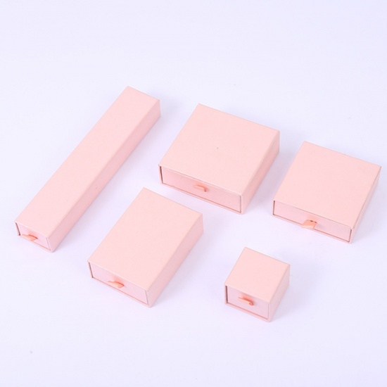 Picture of Paper Jewelry Gift Jewelry Box With Handle Light Pink 5cm x 5cm x 4cm , 1 Piece