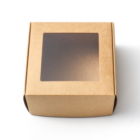 Picture of Paper Jewelry Gift Packing & Shipping Boxes Square Kraft Paper Color 12cm x 12cm x 6cm , 5 PCs