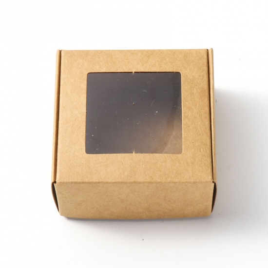 Picture of Paper Jewelry Gift Packing & Shipping Boxes Square Kraft Paper Color 6.5cm x 6.5cm x 3.5cm , 5 PCs
