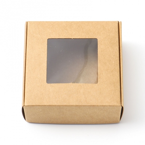 Picture of Paper Jewelry Gift Packing & Shipping Boxes Square Kraft Paper Color 7.5cm x 7.5cm x 3cm , 5 PCs