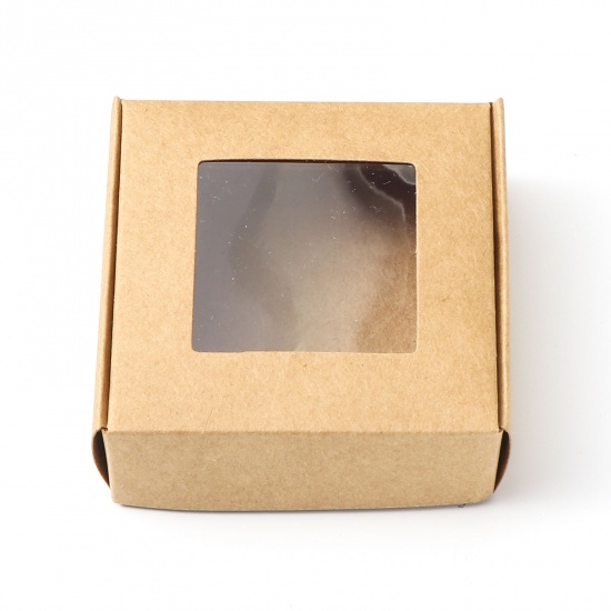 Picture of Paper Jewelry Gift Packing & Shipping Boxes Square Kraft Paper Color 7cm x 7cm x 2.5cm , 5 PCs