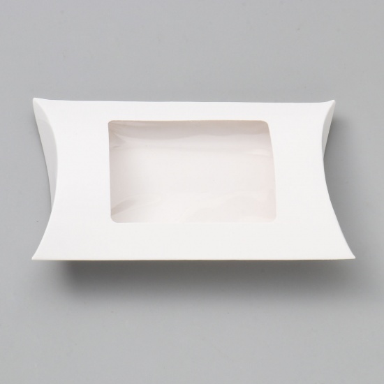 Picture of Paper Jewelry Gift Packing & Shipping Boxes Pillow White 12.5cm x 7.4cm x 2cm , 5 PCs