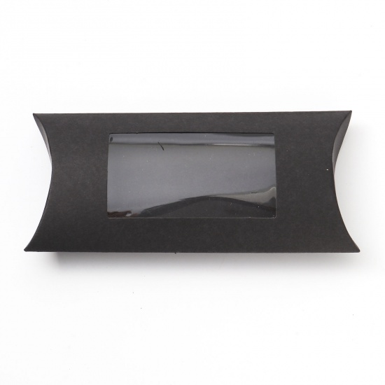 Picture of Paper Jewelry Gift Packing & Shipping Boxes Pillow Black 16cm x 7.2cm x 2.5cm , 5 PCs