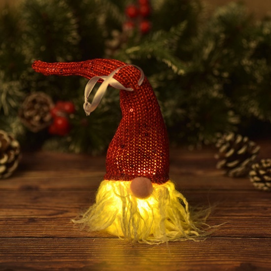 Bild von Rot - Weihnachten Gesichtslos Elf Puppe With Lights Luminous Decoration Ornaments 25cm long, 1 Stück