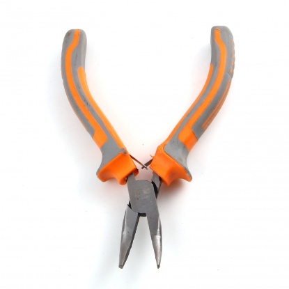 Picture of 45 Carbon Steel & Plastic Jewelry Tool Toothless Pliers Gray & Orange 12cmx 7.6cm, 1 Piece