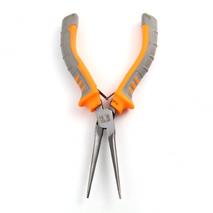 Picture of 45 Carbon Steel & Plastic Jewelry Tool Toothless Pliers Gray & Orange 14.7cmx 7.7cm, 1 Piece