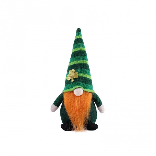 Picture of Dark Green - 1# St.Patrick's Day Nonwoven Gnome Faceless Dwarf Elf Doll Ornament Decoration 24.5x10.5x6cm, 1 Piece