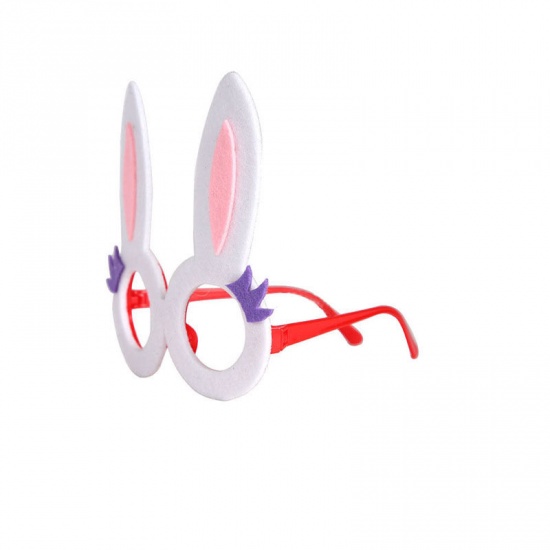 Picture of White - 5# Nonwoven & Plastic Easter Rabbit Ears Children's Glasses Party Decorations Props 14.5x14cm, 1 Piece
