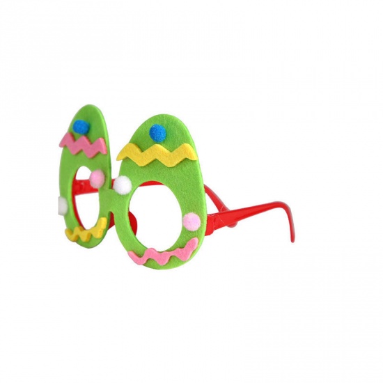 Picture of Green - 6# Nonwoven & Plastic Easter Eggs Children's Glasses Party Decorations Props 13.5x9cm, 1 Piece