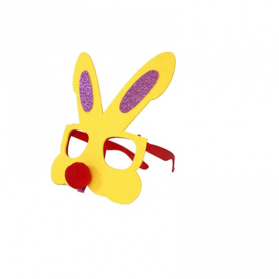 Picture of Yellow - 9# Nonwoven & Plastic Easter Rabbit Children's Glasses Party Decorations Props 19x15cm, 1 Piece