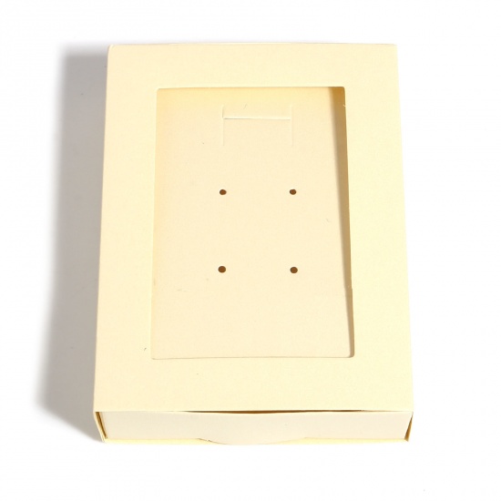 Picture of Paper Jewelry Gift Packing & Shipping Boxes Rectangle Pale Yellow 11.5cm x 8.5cm x 2.5cm , 5 Sets (3 Pcs/Set)