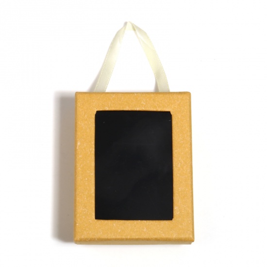 Picture of Kraft Paper Jewelry Gift Boxes Rectangle Yellow 9cm x 7cm x 3.2cm , 2 PCs