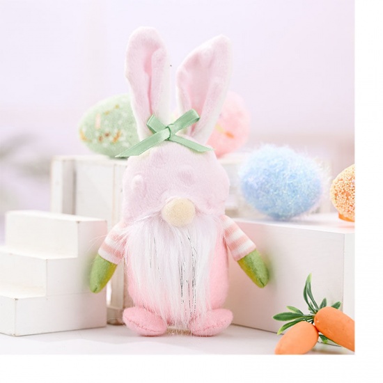 Picture of Pink - 2# Nonwoven Easter Rabbit Ears Gnome Faceless Dwarf Elf Doll Hanging Decoration 17x6cm, 1 Piece