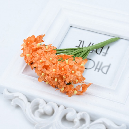 Picture of Orange - Plastic & Faux Silk Artificial Flower For DIY Wedding Party Home Decoration, 1 Bunch
