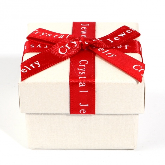 Picture of Paper Jewelry Gift Boxes Square White 5cm x 5cm x 3.5cm , 2 PCs