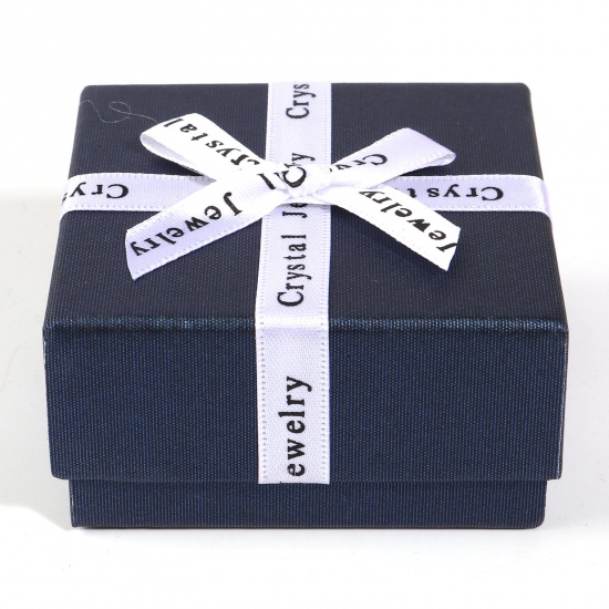 Picture of Paper Jewelry Gift Boxes Square Blue 7.3cm x 7.3cm x 3.7cm , 2 PCs