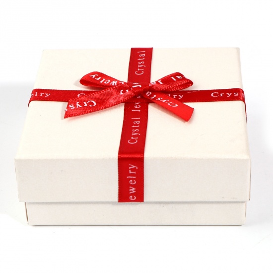 Picture of Paper Jewelry Gift Boxes Square White 9cm x 9cm x 3.5cm , 2 PCs