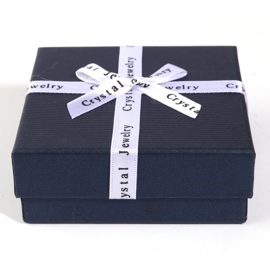 Picture of Paper Jewelry Gift Boxes Square Blue 9cm x 9cm x 3.5cm , 2 PCs