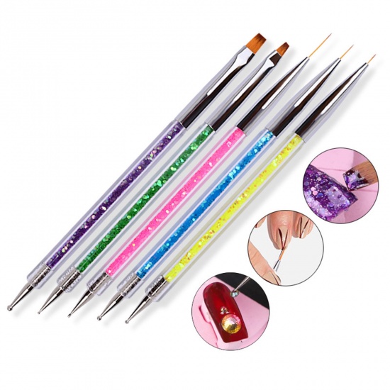 Picture of Stainless Steel Double-headed Point Drill Pull Line Coloring Pen Nail Art Tools Multicolor 1 Piece ( 5 PCs/Set)