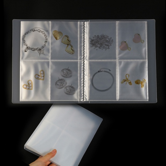 Picture of PP Jewelry Holder Storage Book Album With 160 Card Slots Rectangle Transparent Clear 20cm x 16cm x 2.5cm 1 Piece