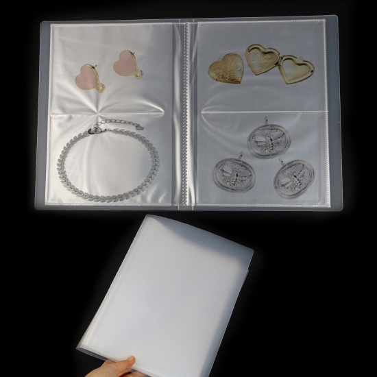 Picture of PP Jewelry Holder Storage Book Album With 80 Card Slots Rectangle Transparent Clear 28cm x 21cm x 2cm 1 Piece