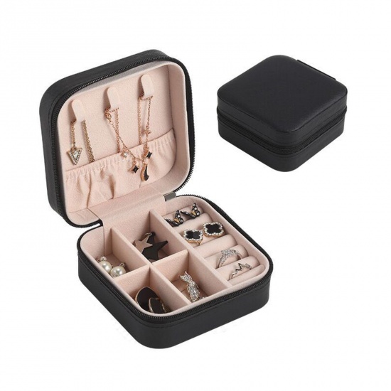 Picture of PU Leather Jewelry Gift Storage Box Black 10cm x 10cm x 5cm , 1 Piece