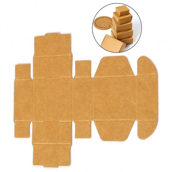 Picture of Paper Jewelry Gift Packing & Shipping Boxes Square Brown 4cm x 4cm x 2cm , 10 PCs
