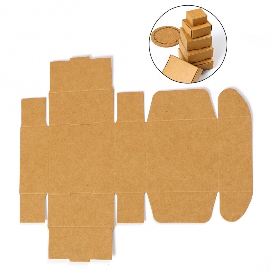 Picture of Paper Jewelry Gift Packing & Shipping Boxes Square Brown 6.5cm x 6.5cm x 3cm , 10 PCs