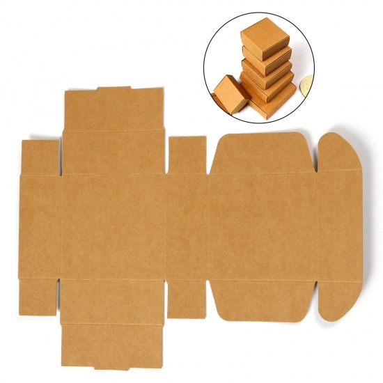 Picture of Paper Jewelry Gift Packing & Shipping Boxes Square Brown 8.5cm x 8.5cm x 3.5cm , 10 PCs