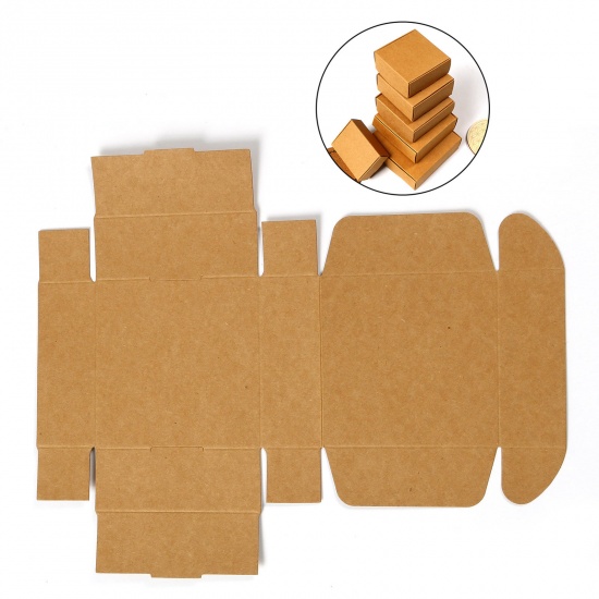 Picture of Paper Jewelry Gift Packing & Shipping Boxes Square Brown 9.5cm x 9.5cm x 3.5cm , 10 PCs