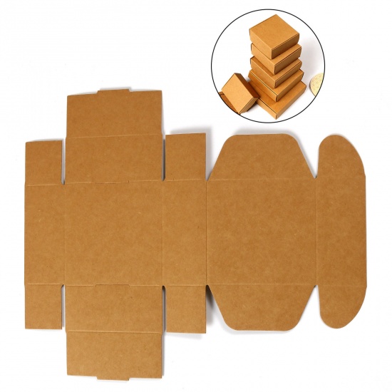 Picture of Paper Jewelry Gift Packing & Shipping Boxes Square Brown 9cm x 9cm x 4cm , 10 PCs