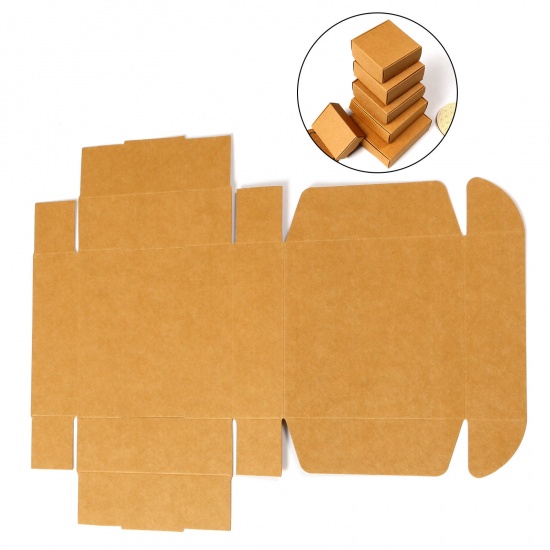 Picture of Paper Jewelry Gift Packing & Shipping Boxes Square Brown 12.5cm x 12.5cm x 4cm , 10 PCs