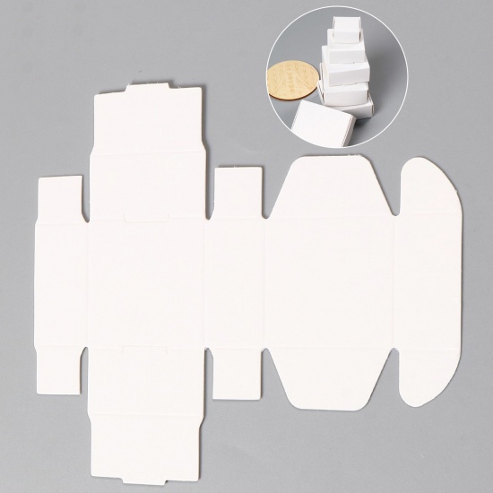 Picture of Paper Jewelry Gift Packing & Shipping Boxes Square White 4cm x 4cm x 2cm , 10 PCs