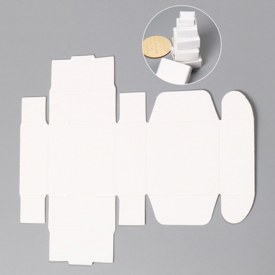 Bild von Papier Schmuck Versand Kartons Quadrat Weiß 5.5cm x 5.5cm x 2.5cm , 10 Stück