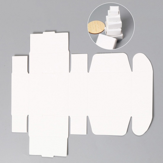 Picture of Paper Jewelry Gift Packing & Shipping Boxes Square White 6.5cm x 6.5cm x 3cm , 10 PCs