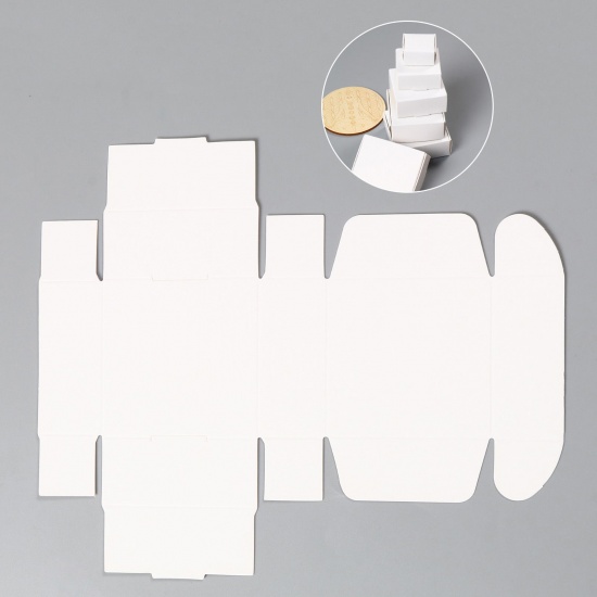 Picture of Paper Jewelry Gift Packing & Shipping Boxes Square White 7cm x 7cm x 3cm , 10 PCs