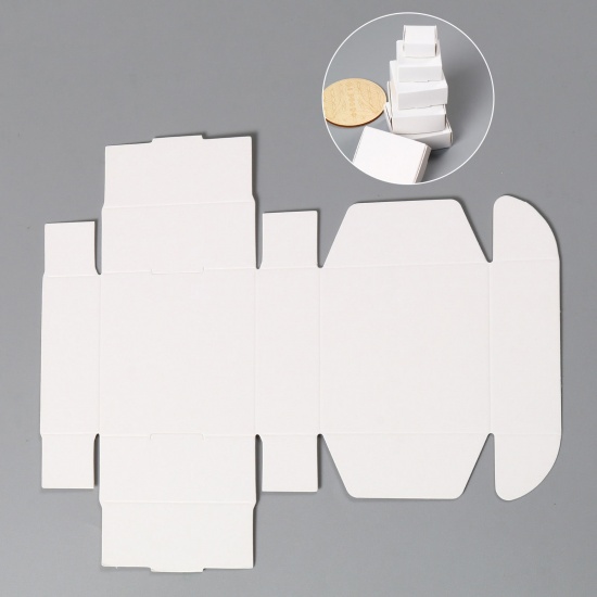 Picture of Paper Jewelry Gift Packing & Shipping Boxes Square White 7.5cm x 7.5cm x 3cm , 10 PCs