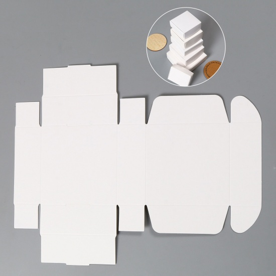 Bild von Papier Schmuck Versand Kartons Quadrat Weiß 9.5cm x 9.5cm x 3.5cm , 10 Stück