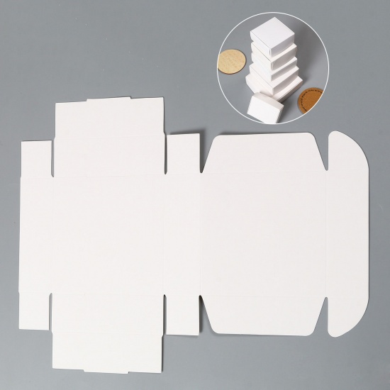Bild von Papier Schmuck Versand Kartons Quadrat Weiß 12.5cm x 12.5cm x 4cm , 10 Stück