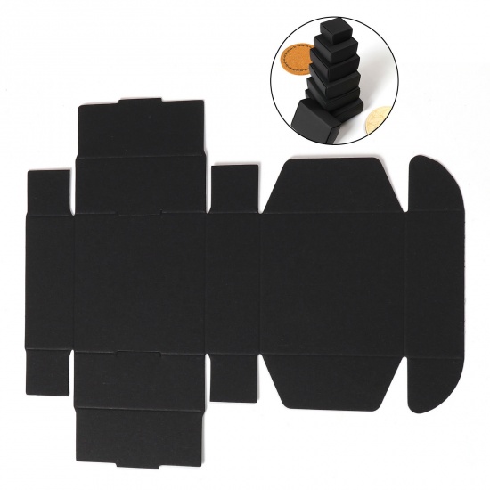 Picture of Paper Jewelry Gift Packing & Shipping Boxes Square Black 7.5cm x 7.5cm x 3cm , 10 PCs