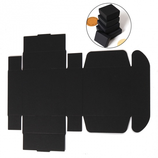 Picture of Paper Jewelry Gift Packing & Shipping Boxes Square Black 9.5cm x 9.5cm x 3.5cm , 10 PCs