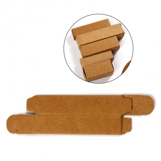Picture of Paper Gift Packing & Shipping Boxes For Lipstick Vial Rectangle Brown 2cm x 2cm x 8.5cm , 20 PCs