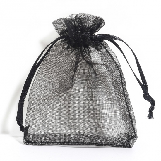 Picture of Organza Packing & Shipping Bags Rectangle Black (Usable Space: Approx 7x7cm)  9cm x 7cm, 50 PCs