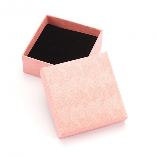 Immagine di Paper Jewelry Gift Boxes Square Pink Shell Pattern 7.5cm x 7.5cm x 3cm , 10 PCs