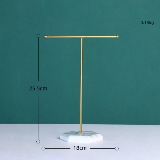 Bild von Eisenlegierung Schmuckdisplay Weiß & Gold 25.5cm x 18cm , 1 Stück
