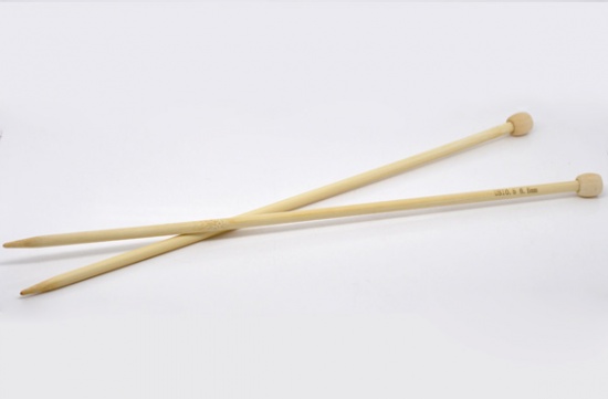 Picture of (US10.5 6.5mm) Bamboo Single Pointed Knitting Needles Natural 34cm(13 3/8") long, 1 Set ( 2 PCs/Set)