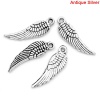 Picture of Zinc Based Alloy Charms Pendants Angel Wing Antique Silver Color 17mm( 5/8") x 5mm( 2/8"), 50 PCs