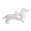 Picture of 304 Stainless Steel Pet Silhouette Pendants Dachshund Animal Heart Silver Tone Blank Stamping Tags One Side 30mm x 16mm, 1 Piece
