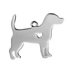 Picture of 304 Stainless Steel Pet Silhouette Blank Stamping Tags Pendants Beagle Animal Heart Silver Tone One-sided Polishing 30mm x 24mm, 1 Piece